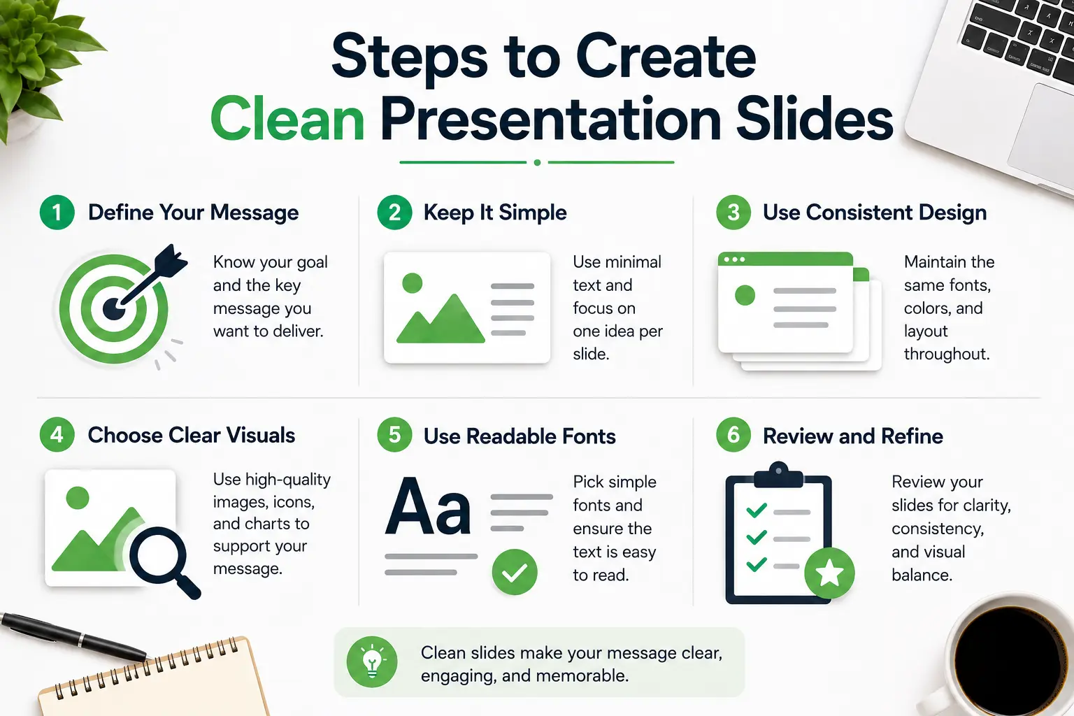 Steps to Create Clean Presentation Slides Steps to Create Clean Presentation Slides